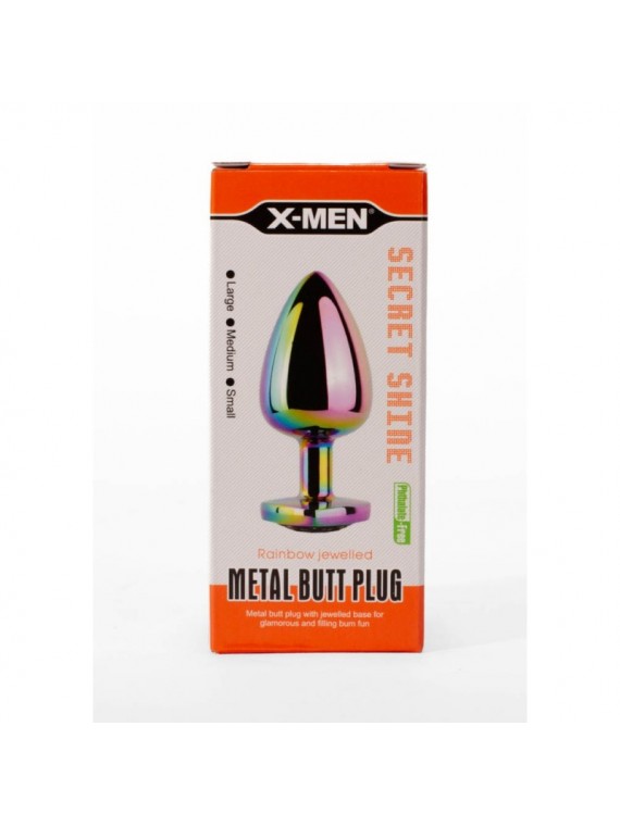 X-MEN Heart Metal ButtPlug Rainbow M - nss4038195