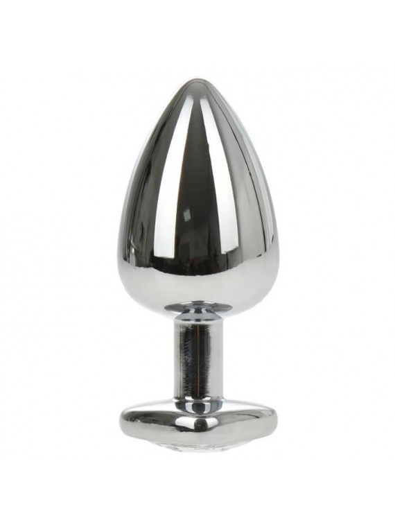 Silver Butt Plug with Heart Large - nss4038199