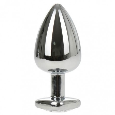 Silver Butt Plug with Heart Large - nss4038199