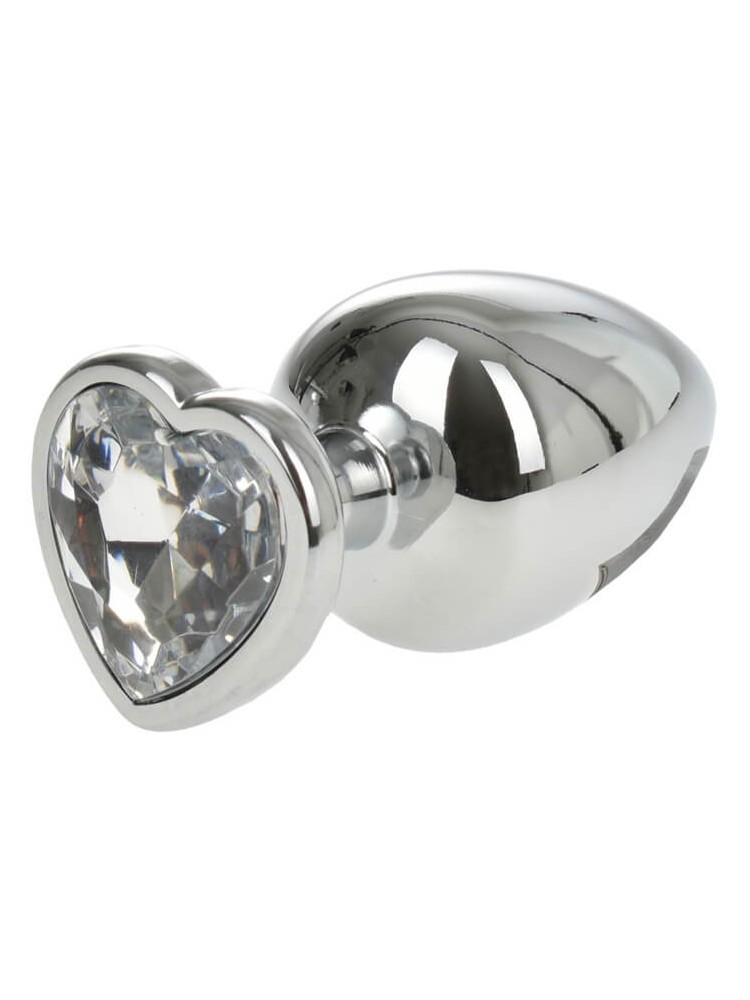 Silver Butt Plug with Heart Large - nss4038199