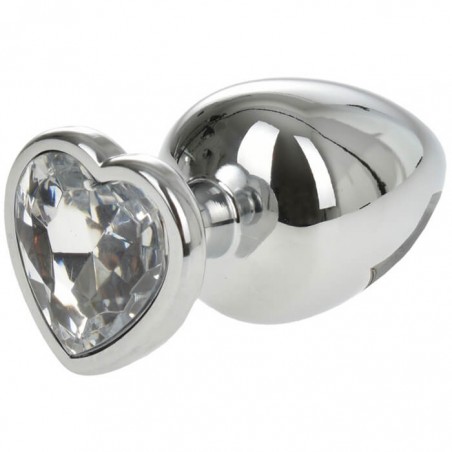 Silver Butt Plug with Heart Large - nss4038199