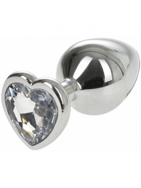 Silver Butt Plug with Heart Small - nss4038201