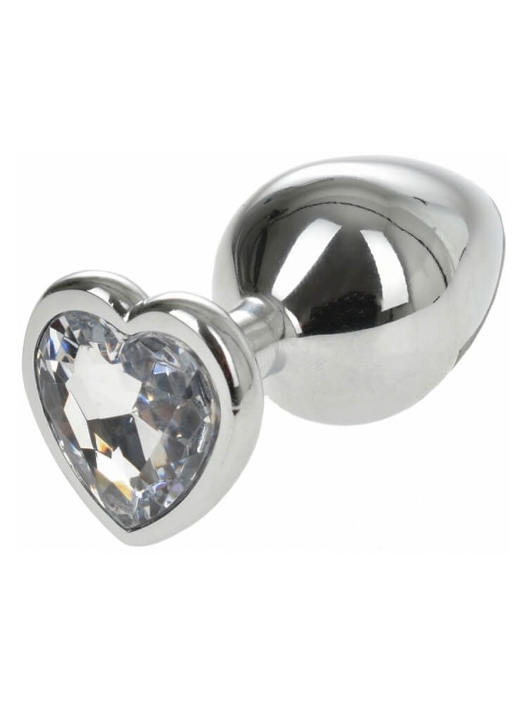 Silver Butt Plug with Heart Small - nss4038201