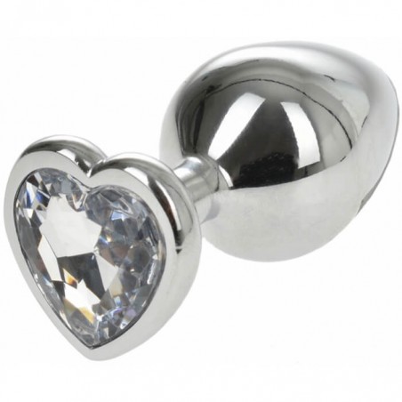 Silver Butt Plug with Heart Small - nss4038201