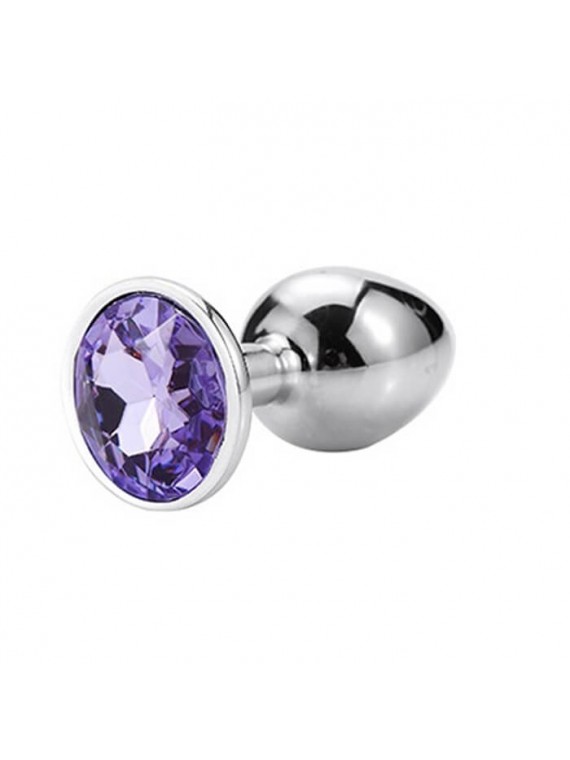 Small Metallic Butt Plug Silver/Purple - nss4038204