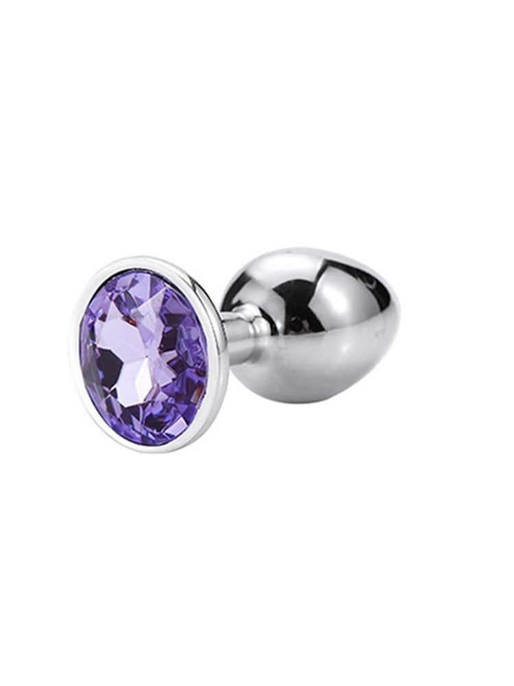 Small Metallic Butt Plug Silver/Purple - nss4038204