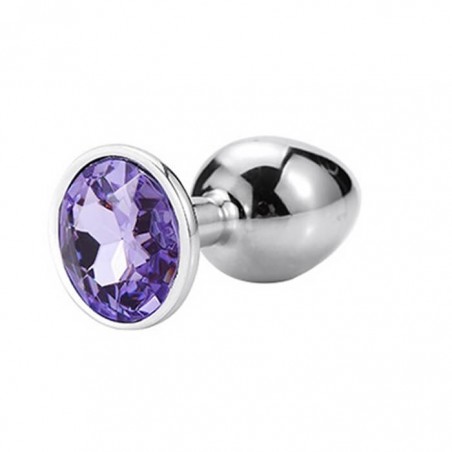 Small Metallic Butt Plug Silver/Purple - nss4038204