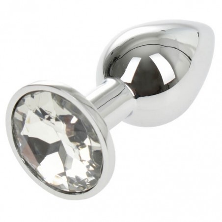 Small Metallic Butt Plug Silver/Clear - nss4038206