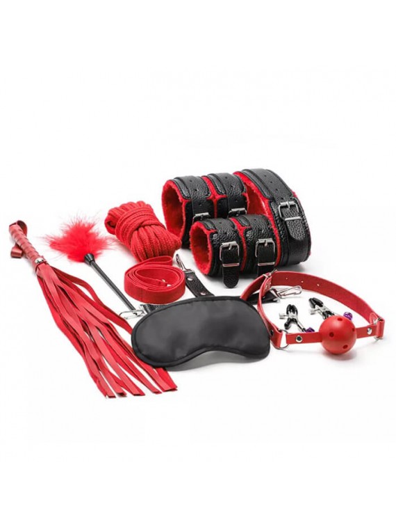 10 Piece BDSM Kit Black/Red - nss4037032