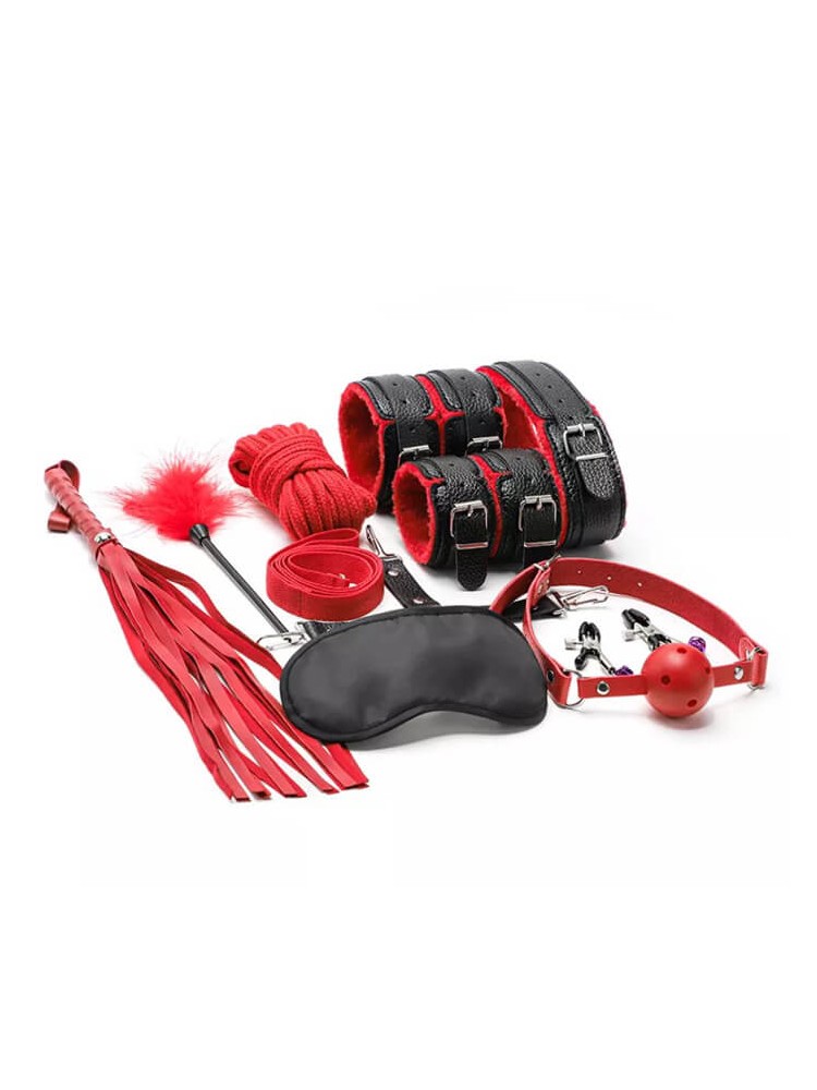 10 Piece BDSM Kit Black/Red - nss4037032