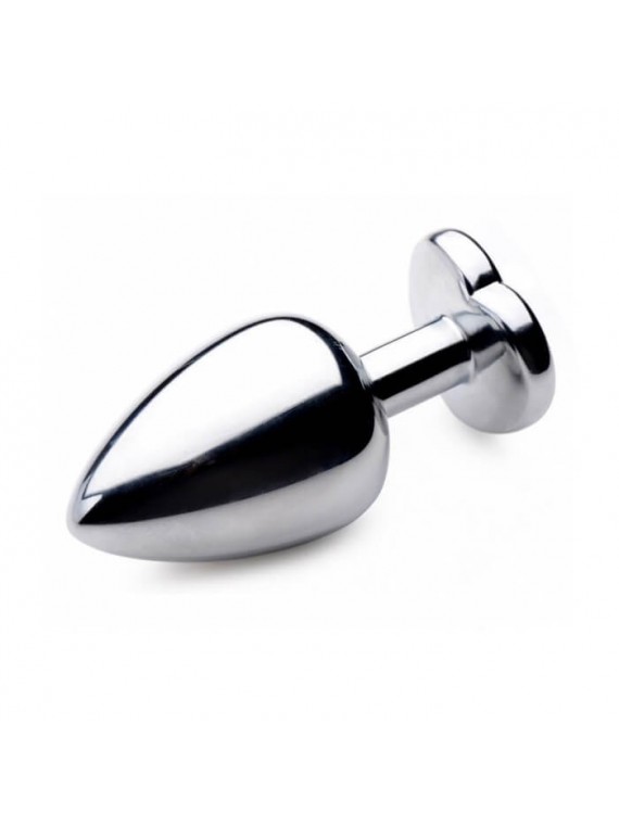 Silver Butt Plug with Heart Medium - nss4038226