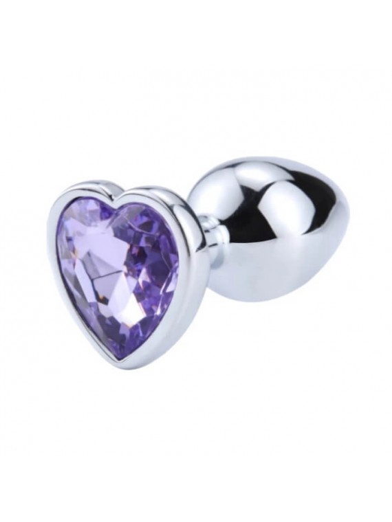 Silver Butt Plug with Heart Medium - nss4038226