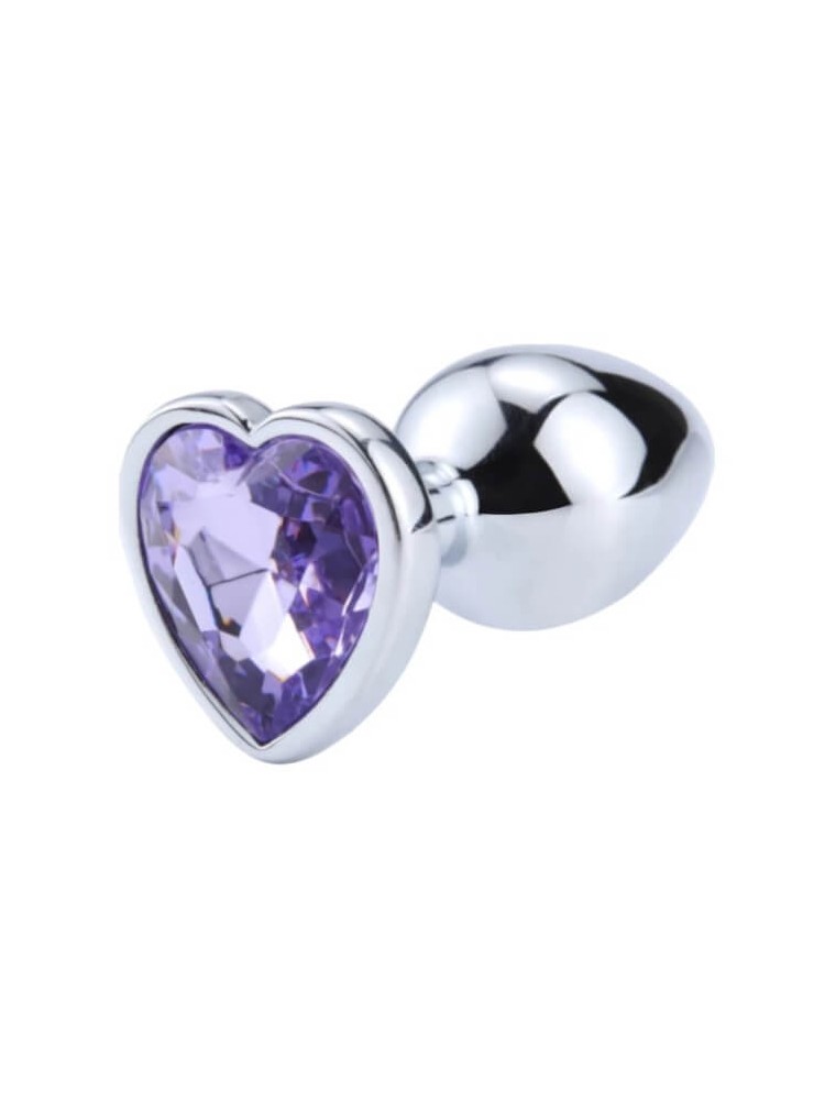 Silver Butt Plug with Heart Large - nss4038227