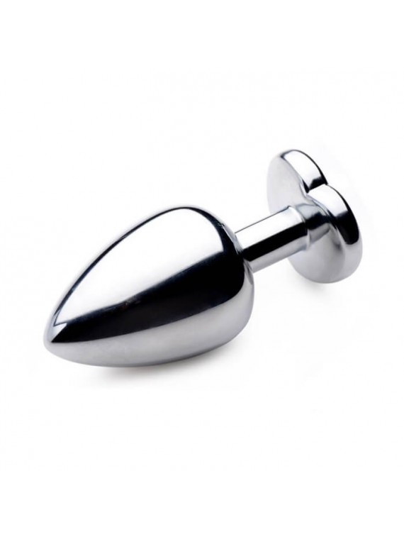 Silver Butt Plug with Heart Large - nss4038227