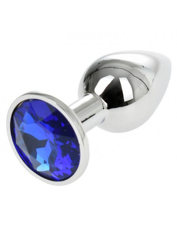 Small Metallic Butt Plug Silver/Blue - nss4038233