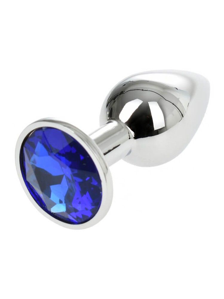 Small Metallic Butt Plug Silver/Blue - nss4038233