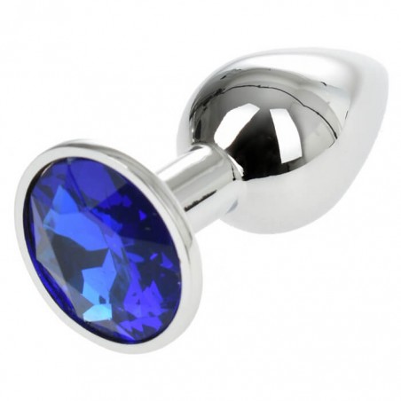 Small Metallic Butt Plug Silver/Blue - nss4038233