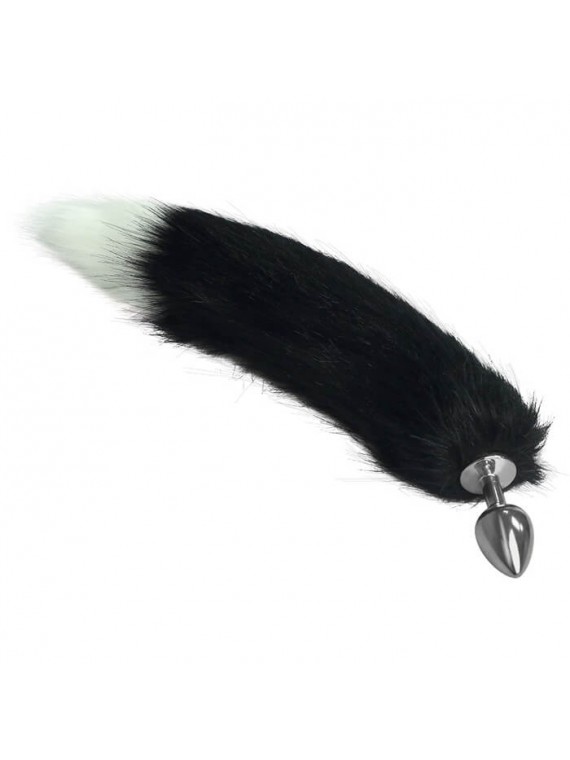 Metal Anal Tail Black + White Small - nss4038255