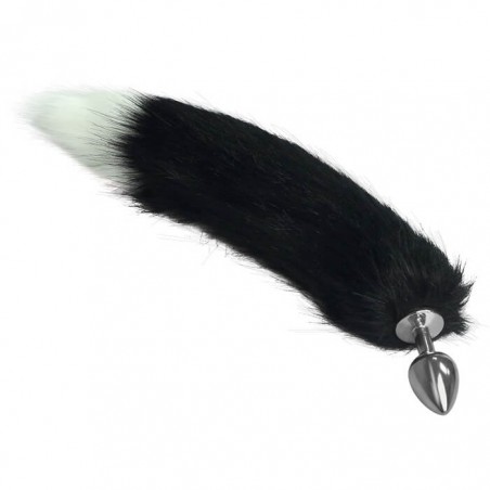 Metal Anal Tail Black + White Small - nss4038255