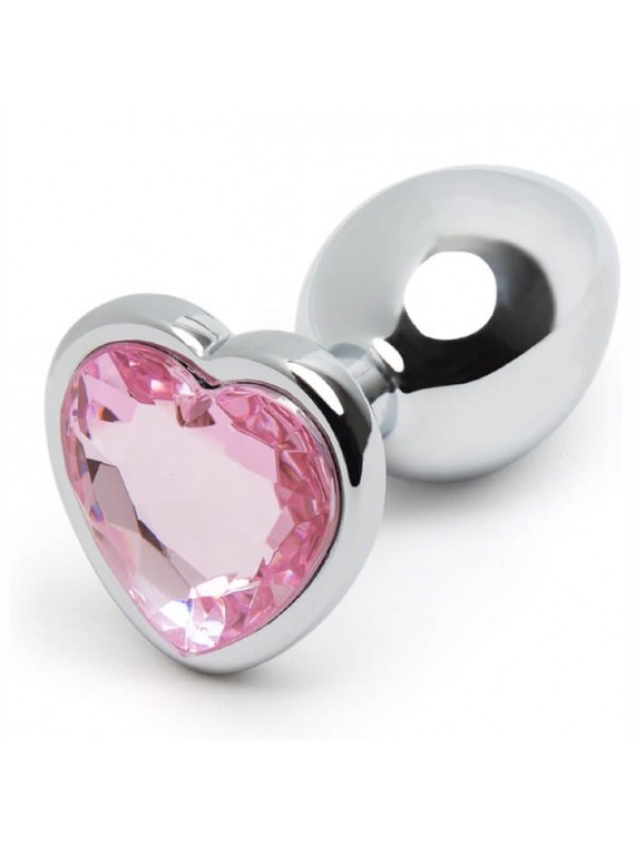 Buttplug Heart Large Silver/Light Pink, - nss4038257