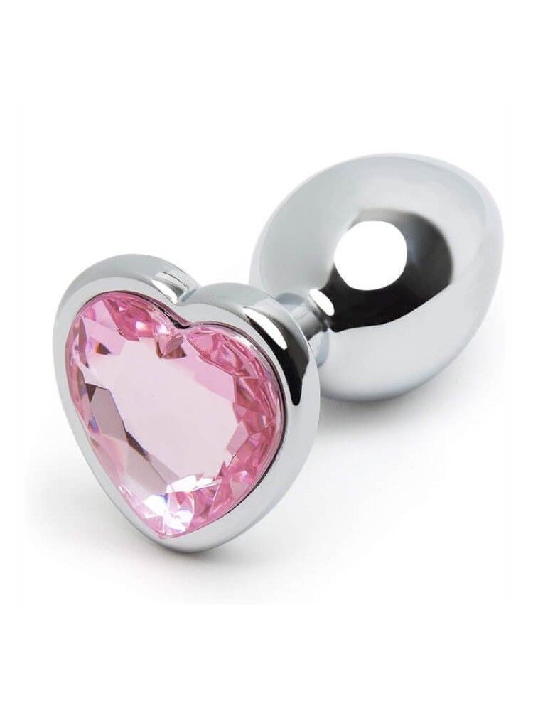 Buttplug Heart Large Silver/Light Pink, - nss4038257