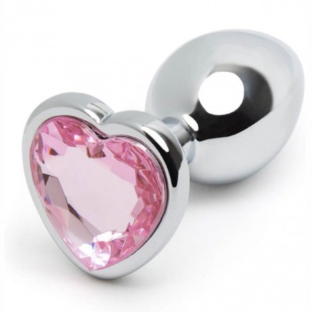 Buttplug Heart Large Silver/Light Pink, - nss4038257