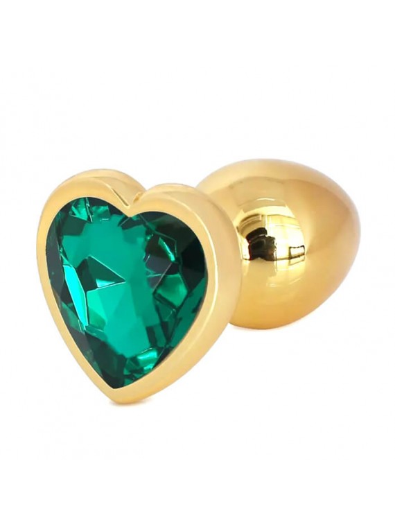 Buttplug Heart Medium Gold/Green - nss4038261