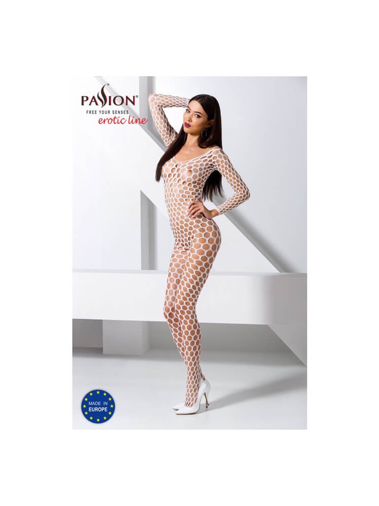 Passion Woman BS077 Bodystocking White - nss4016145