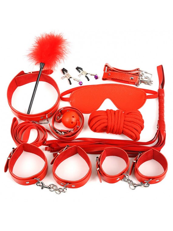 10 Piece BDSM Kit Red - nss4037044