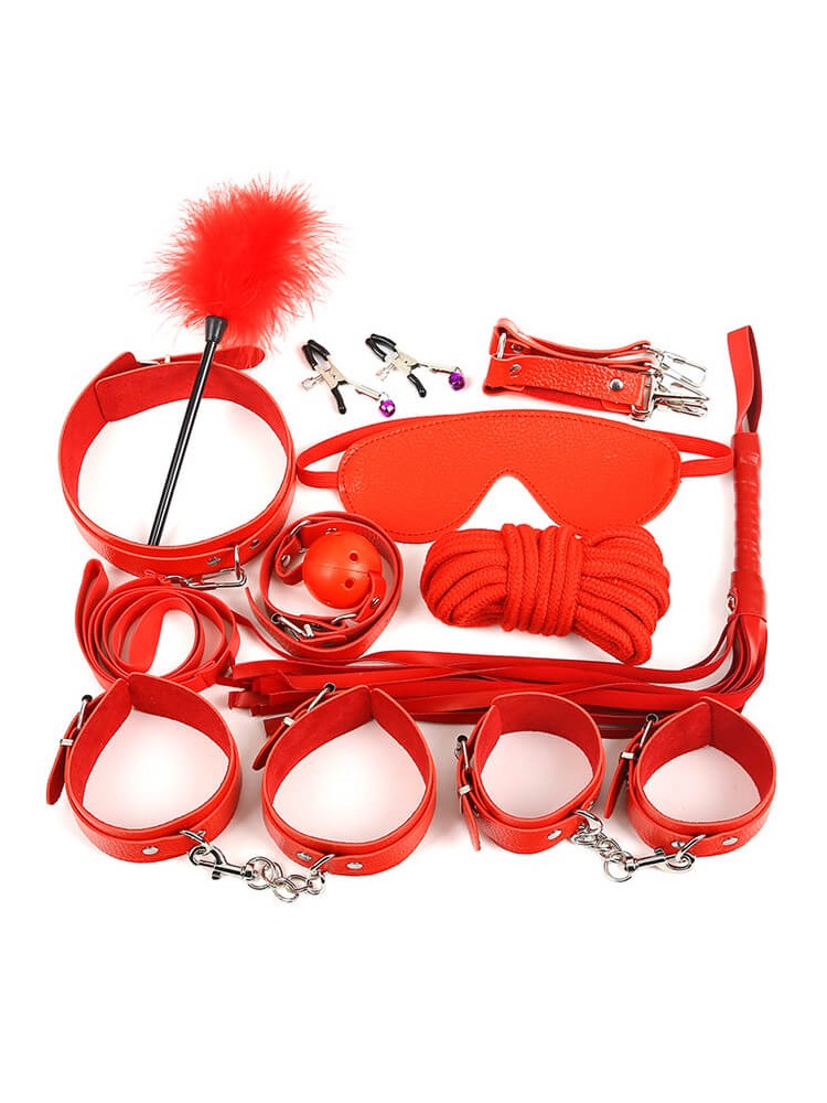 10 Piece BDSM Kit Red - nss4037044