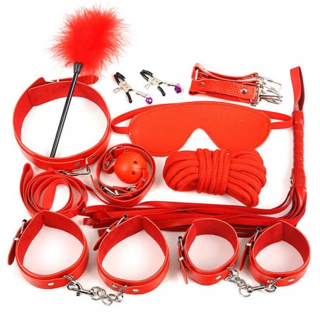 10 Piece BDSM Kit Red - nss4037044