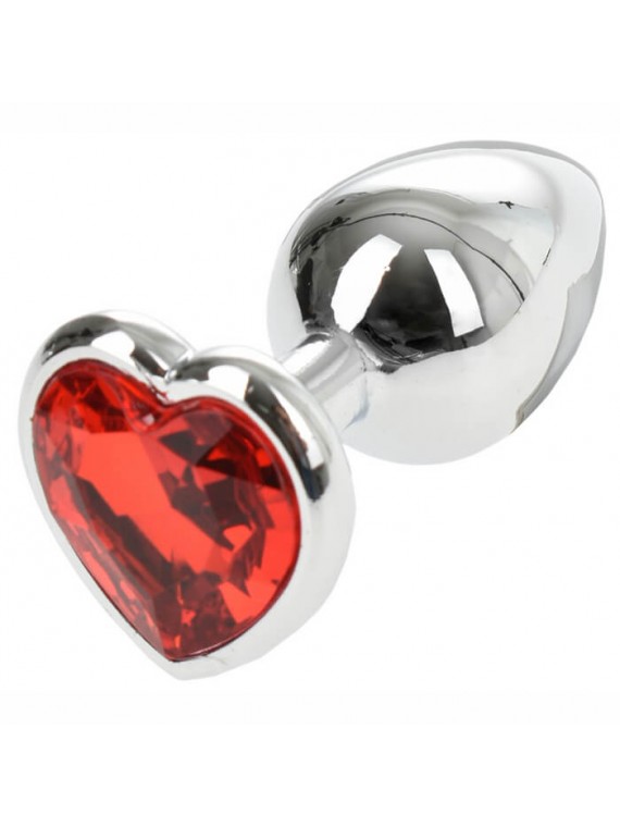 Silver Butt Plug with Heart Small - nss4038270