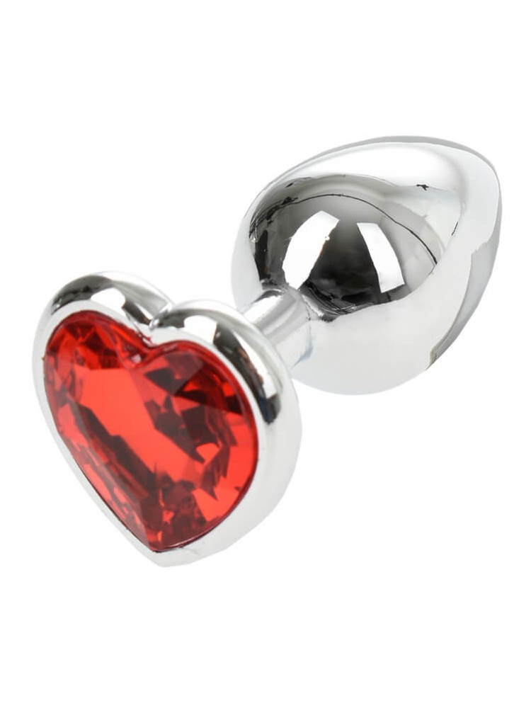 Silver Butt Plug with Heart Small - nss4038270