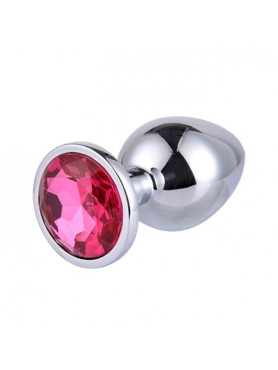 Buttplug Medium Silver/Dark Pinkn - nss4038276