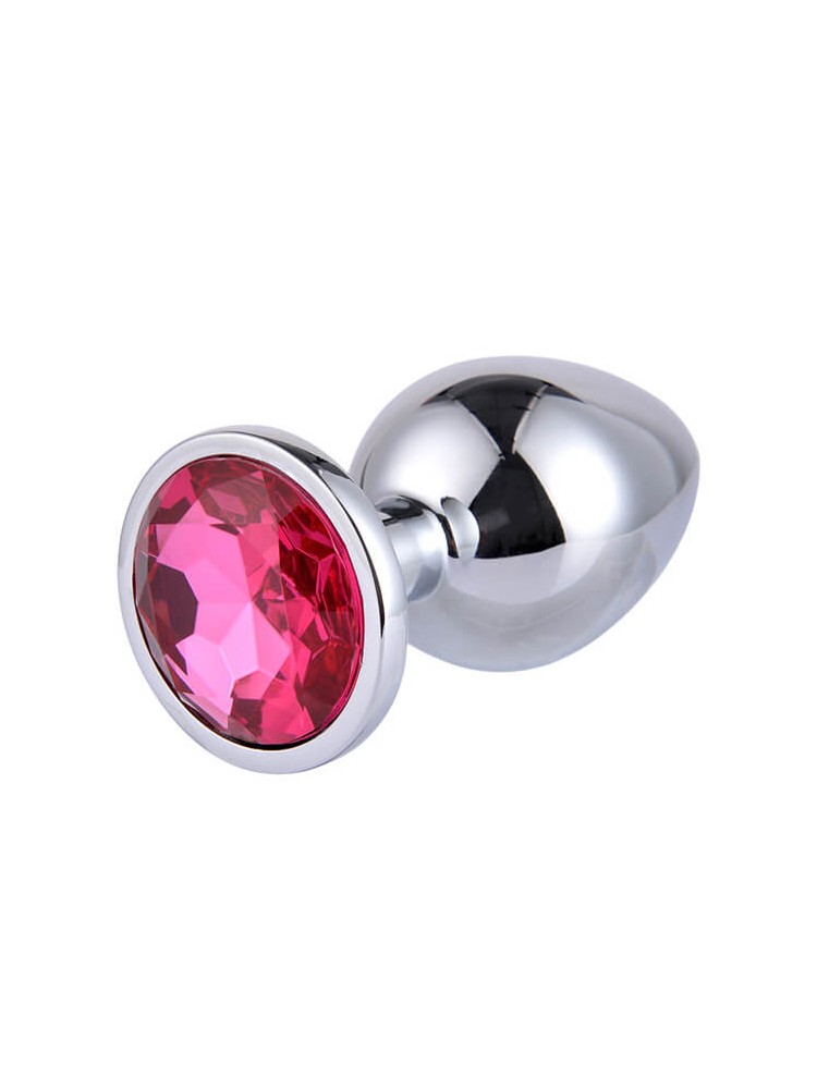 Buttplug Medium Silver/Dark Pinkn - nss4038276