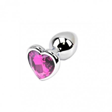 Silver Butt Plug with Heart Medium - nss4038277