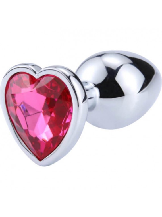 Buttplug Heart Large Silver/Dark Pink - nss4038280