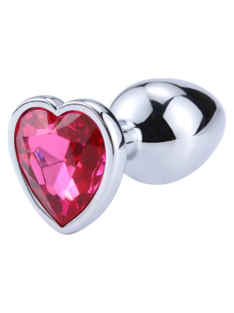 Buttplug Heart Large Silver/Dark Pink - nss4038280