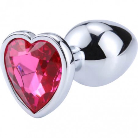 Buttplug Heart Large Silver/Dark Pink - nss4038280