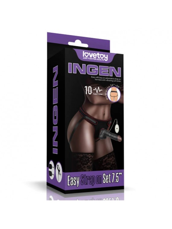 Ingen Vibrating Easy Strapon Set 7.5'' Black - nss4060065