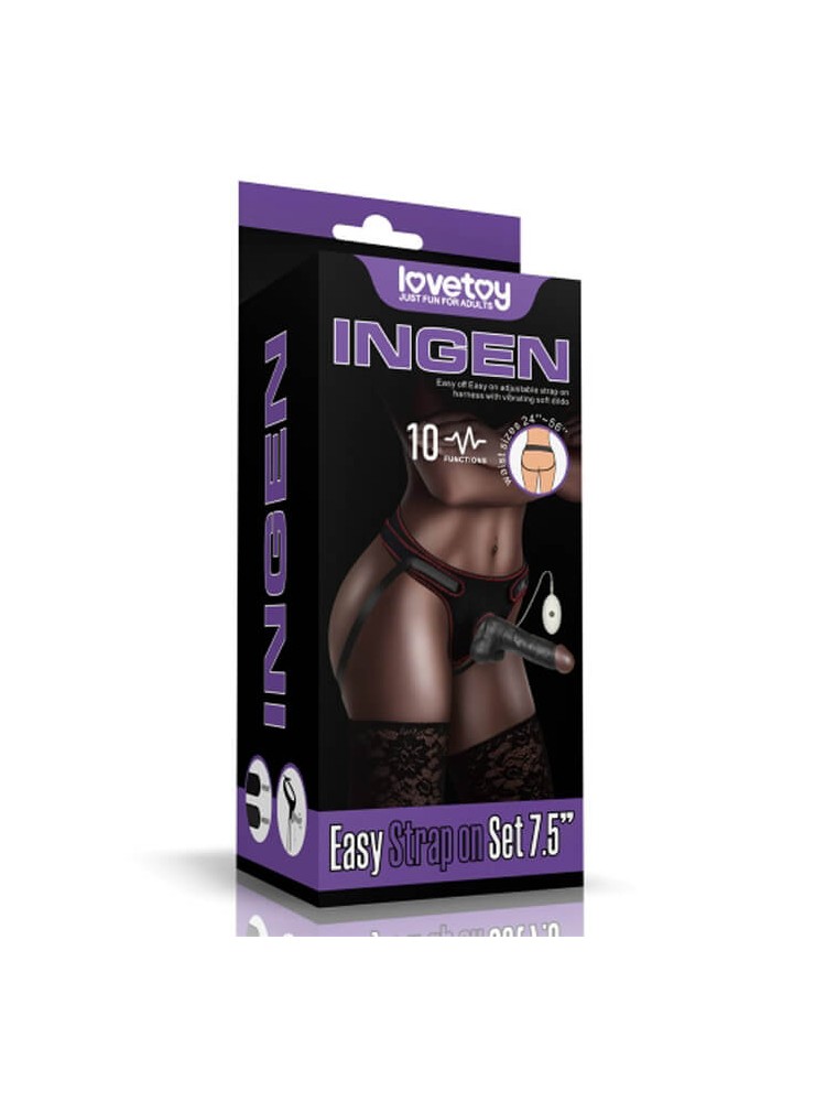 Ingen Vibrating Easy Strapon Set 7.5'' Black - nss4060065