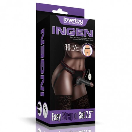 Ingen Vibrating Easy Strapon Set 7.5'' Black - nss4060065