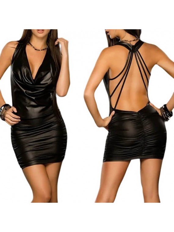 Janice Dress Wetlook Black - nss4016159