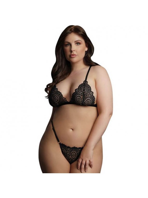 Le Desir Magic Lace Velvet Bra & Thong Set - 