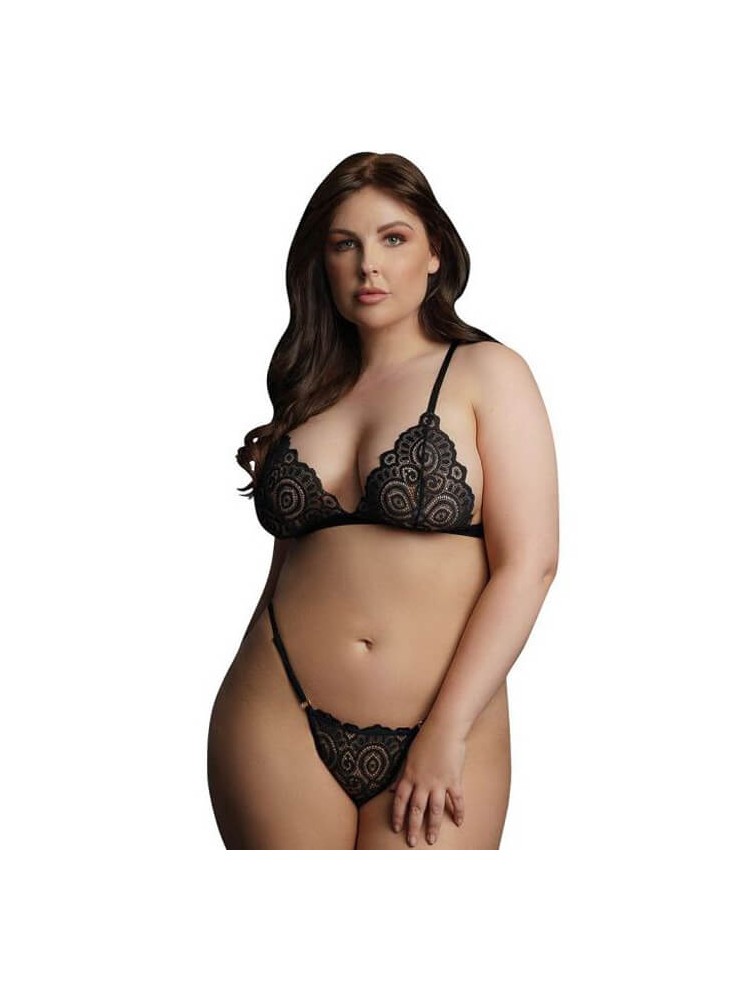 Le Desir Magic Lace Velvet Bra & Thong Set - 