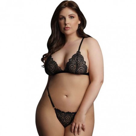 Le Desir Magic Lace Velvet Bra & Thong Set - 