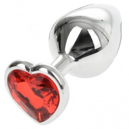 Buttplug Heart Medium Silver/Red - nss4038297