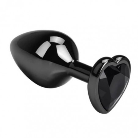 Dark Anal Plug Heart Medium Black - nss4038299