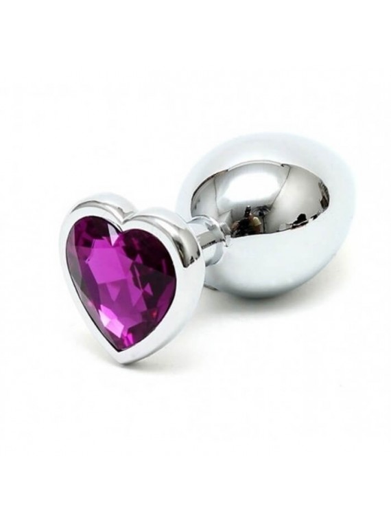 Buttplug Heart Medium Silver/Purple - nss4038302