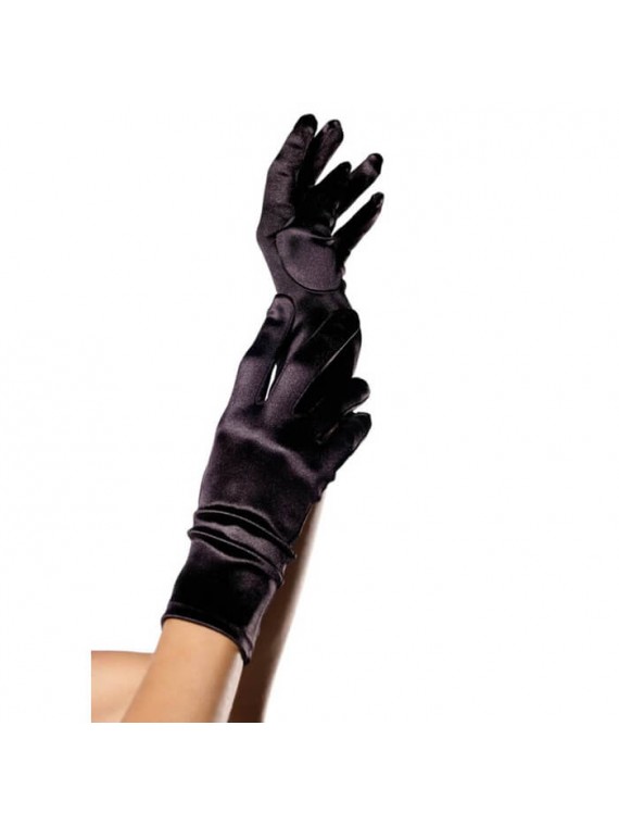 Wrist Length Satin Gloves black - nss4012011